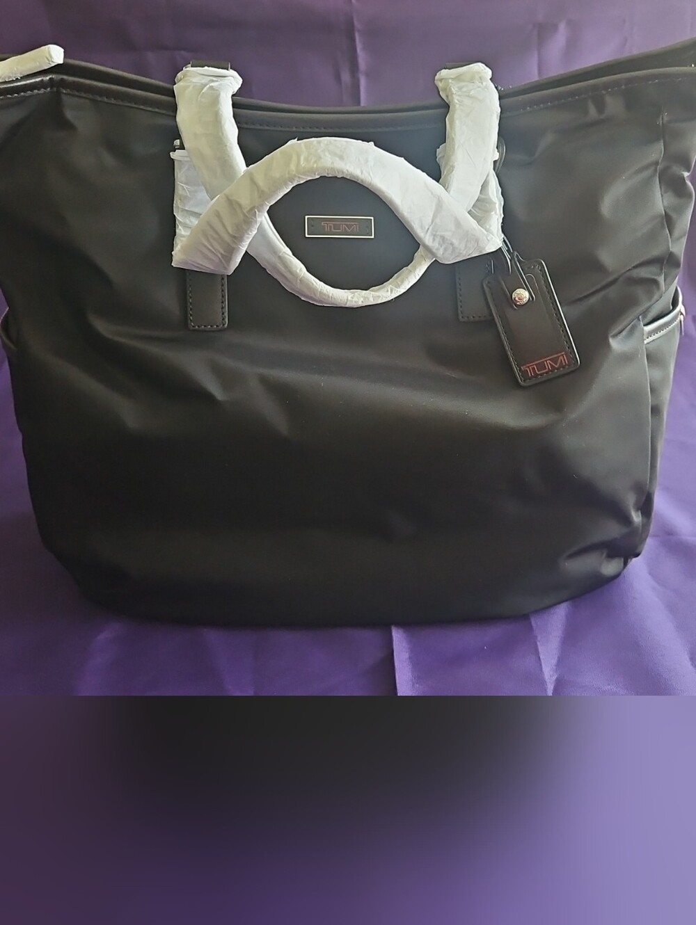 Tumi Voyageur Lucerne Hobo Tote in Black Nylon Bag with Leather Trim